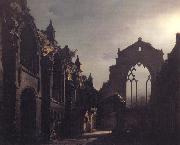 Luis Daguerre The Ruins of Holyrood Chapel,Edinburgh Effect of Moonlight oil on canvas